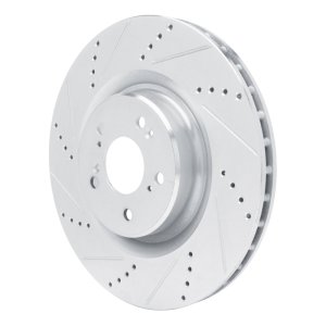 Acura TLX Brake Rotor (1) - Front Left - R1 Concepts - Drilled & Slotted - Silver - `21-`25